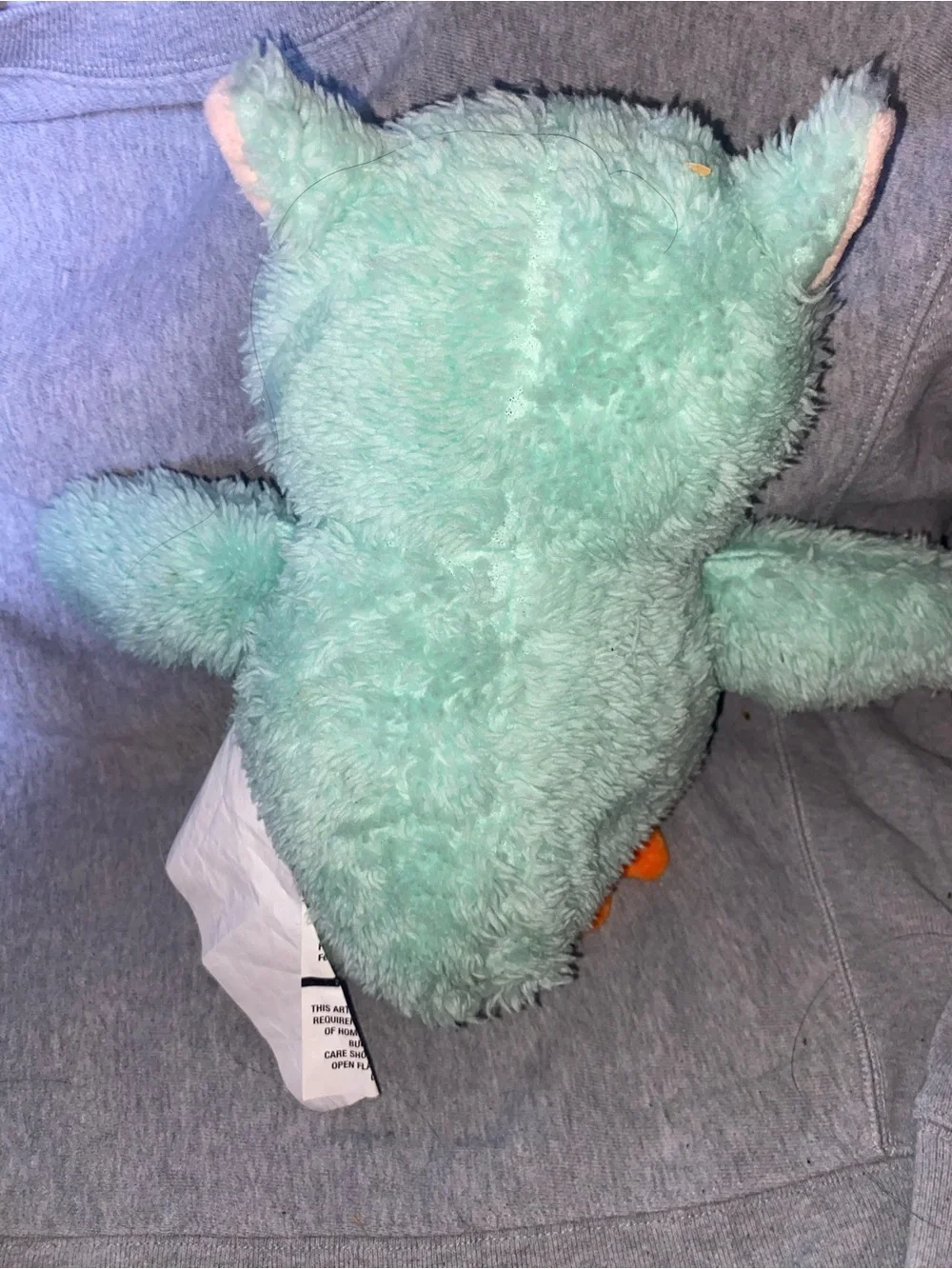 Mint green and white plush owl toy